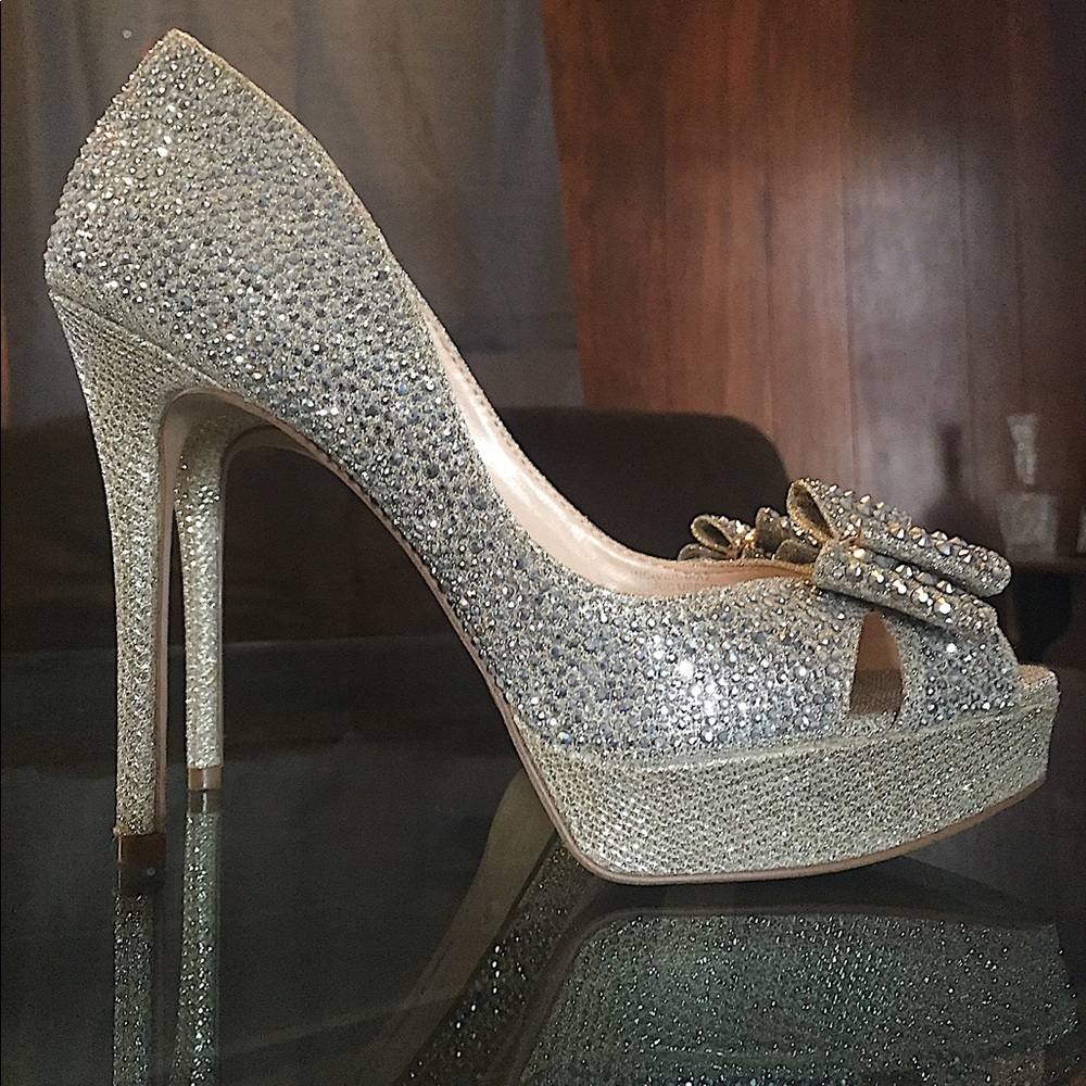 International Concepts Champagne Rhinestone Heels